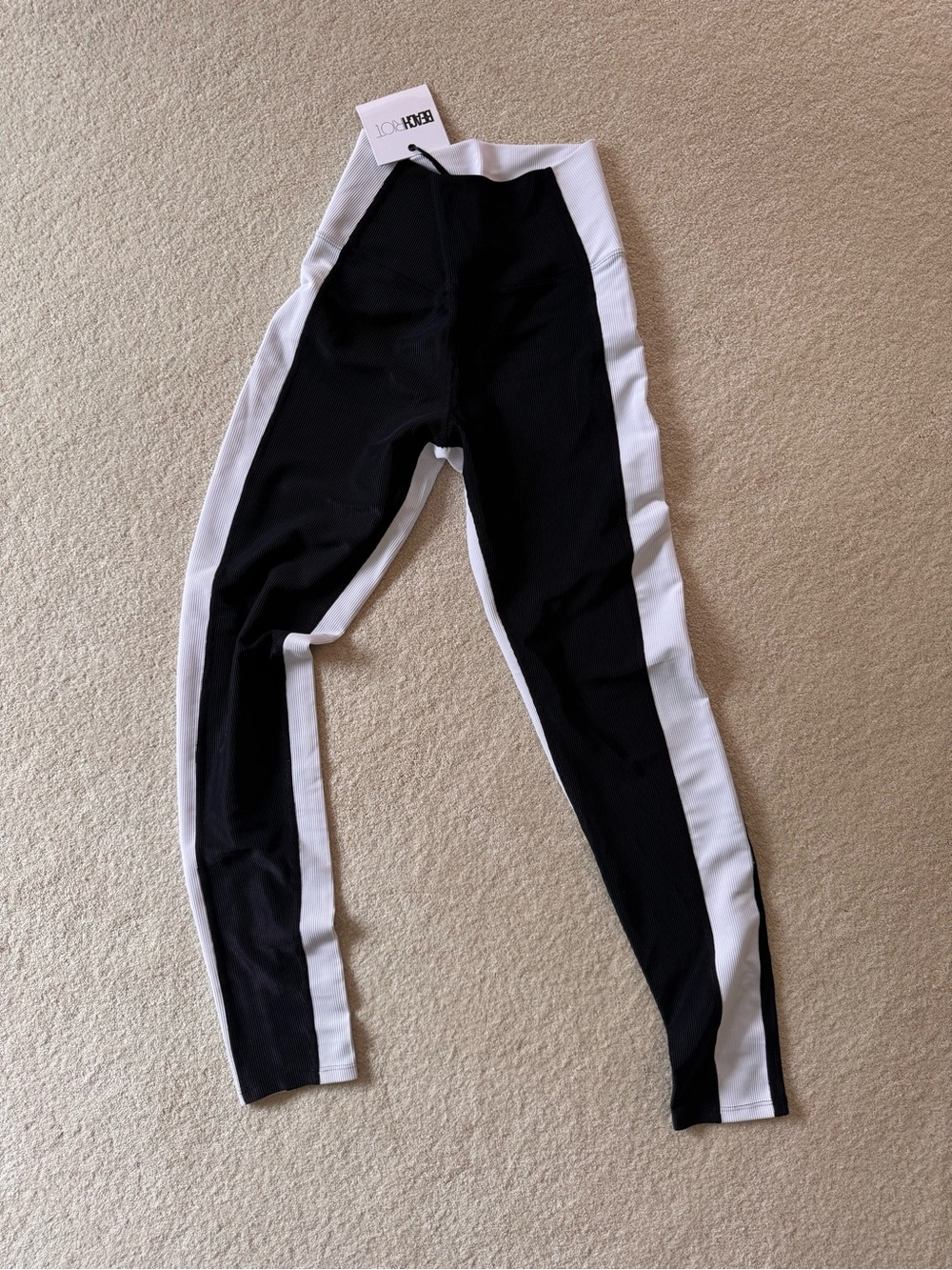 Beach Riot Black and White Side-Stripe Womens Leggings